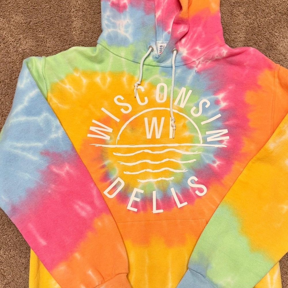 Jerzees Tie-Dye Hoodie in Pink, Orange, Yellow, Blue, Green